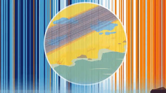 Climate stripes as featured in our animation on climate adaptation for Network Rail Scotland